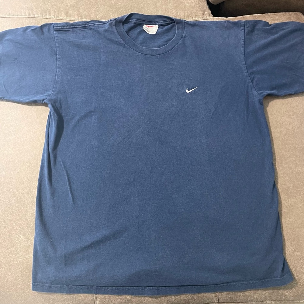 Vintage 90s Navy Nike Classic Embroidered Swoosh Baggy Shirt L